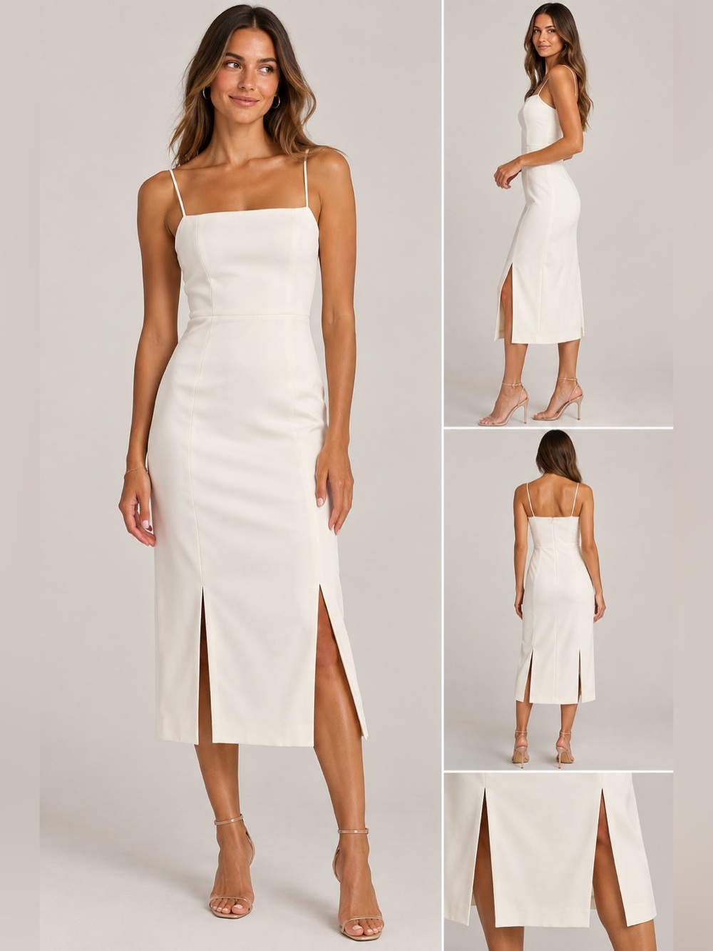 Black Halo Midi Dress White Style 3599767 Size 8 NWT